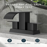 FORIOUS 4 Inch Centerset Oil Rubbed Bronze Bathroom Faucet, 2 or 3 Hole Waterfall Square Bathroom Sink Faucet with Metal Pop-up Drain and Supply Lines, Two Handles for Vanity, Lavatory Room, Pedestal