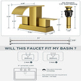 FORIOUS 4 Inch Centerset Oil Rubbed Bronze Bathroom Faucet, 2 or 3 Hole Waterfall Square Bathroom Sink Faucet with Metal Pop-up Drain and Supply Lines, Two Handles for Vanity, Lavatory Room, Pedestal