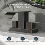 FORIOUS 4 Inch Centerset Oil Rubbed Bronze Bathroom Faucet, 2 or 3 Hole Waterfall Square Bathroom Sink Faucet with Metal Pop-up Drain and Supply Lines, Two Handles for Vanity, Lavatory Room, Pedestal
