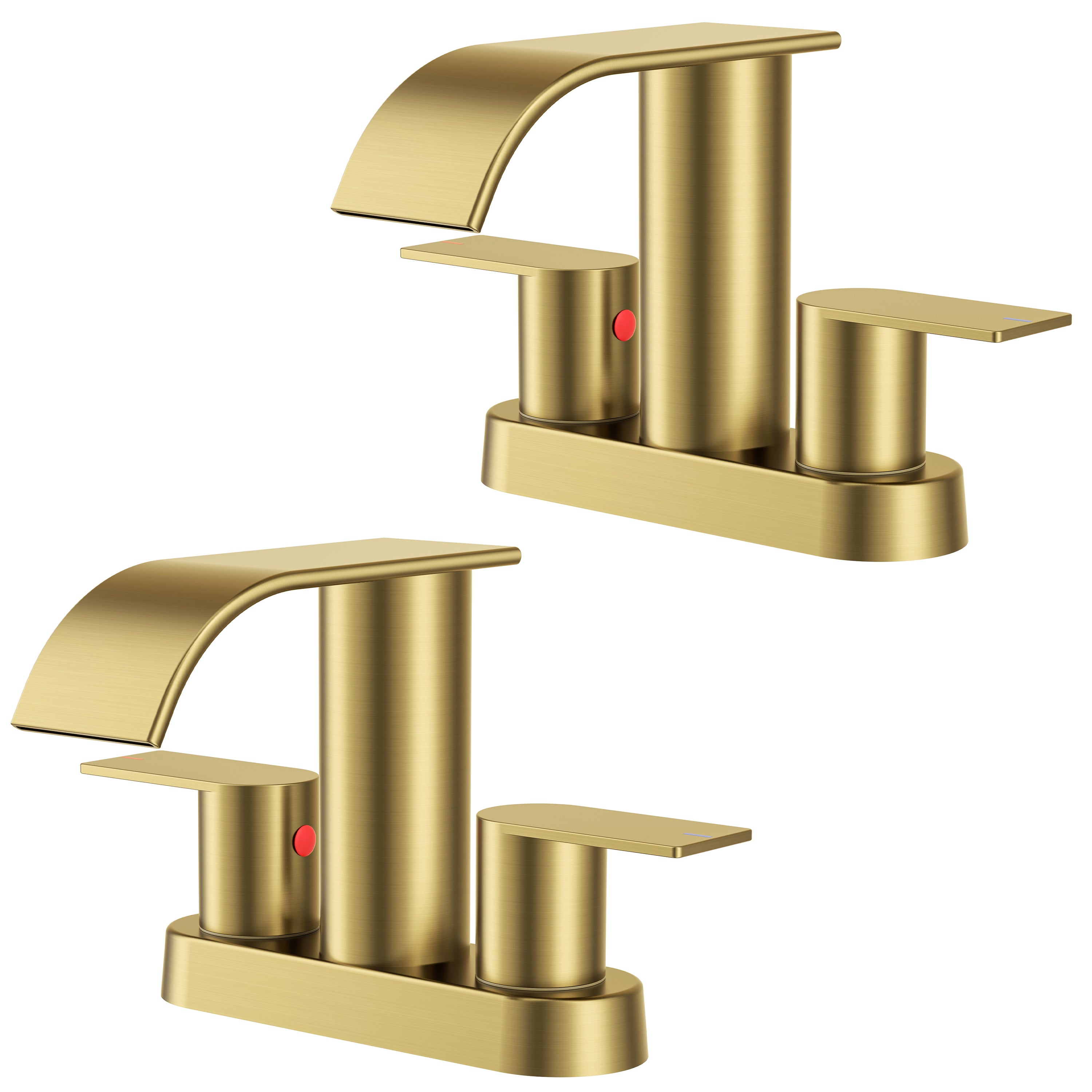 FORIOUS  Waterfall Bathroom Faucets for Sink 2 Hole or 3 Hole, 4 Inch Centerset Bathroom Sink Faucet with Metal Pop up Drain and cUPC Hose for Basin,Vanity, Rv, Two Handles, 15-Min Install