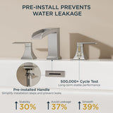 FORIOUS Waterfall Bathtub Faucet Set 3 Hole Brushed Gold, 2 Handle Deck Mount Roman Tub Faucet Widespread with Pre-Installed Water Hose for Garden Bathroom Bath Sink