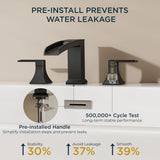 FORIOUS Waterfall Bathtub Faucet Set 3 Hole Brushed Gold, 2 Handle Deck Mount Roman Tub Faucet Widespread with Pre-Installed Water Hose for Garden Bathroom Bath Sink