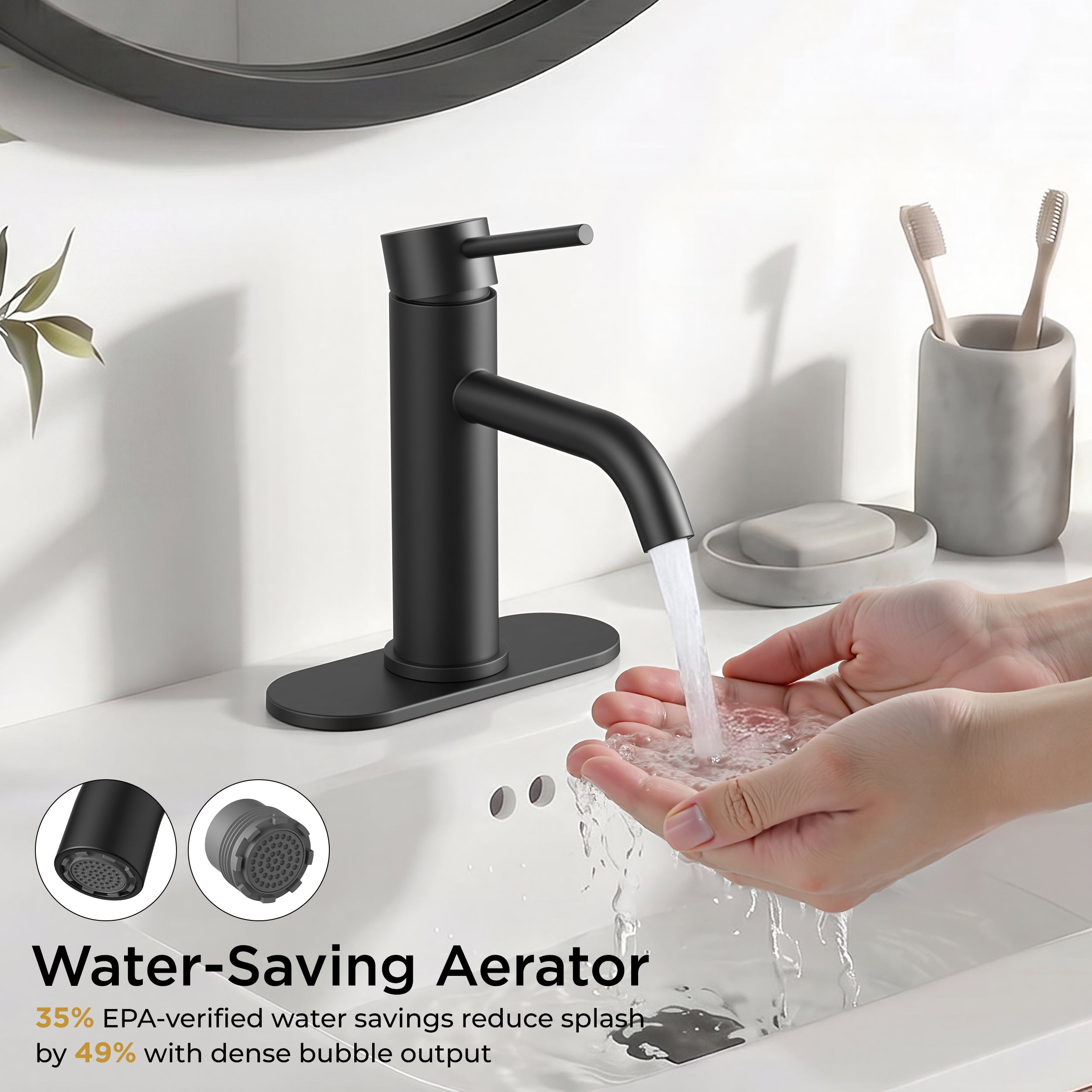 FORIOUS Bathroom Faucet 1 Hole, Black Single Handle Sink Faucets 2 Pack | for 1 or 3 Hole 4 Inch Centerset Sink, with Pop-up Drain, NSF61 Certified, for Vanity Rv Commercial Lavatory Restroom Basin