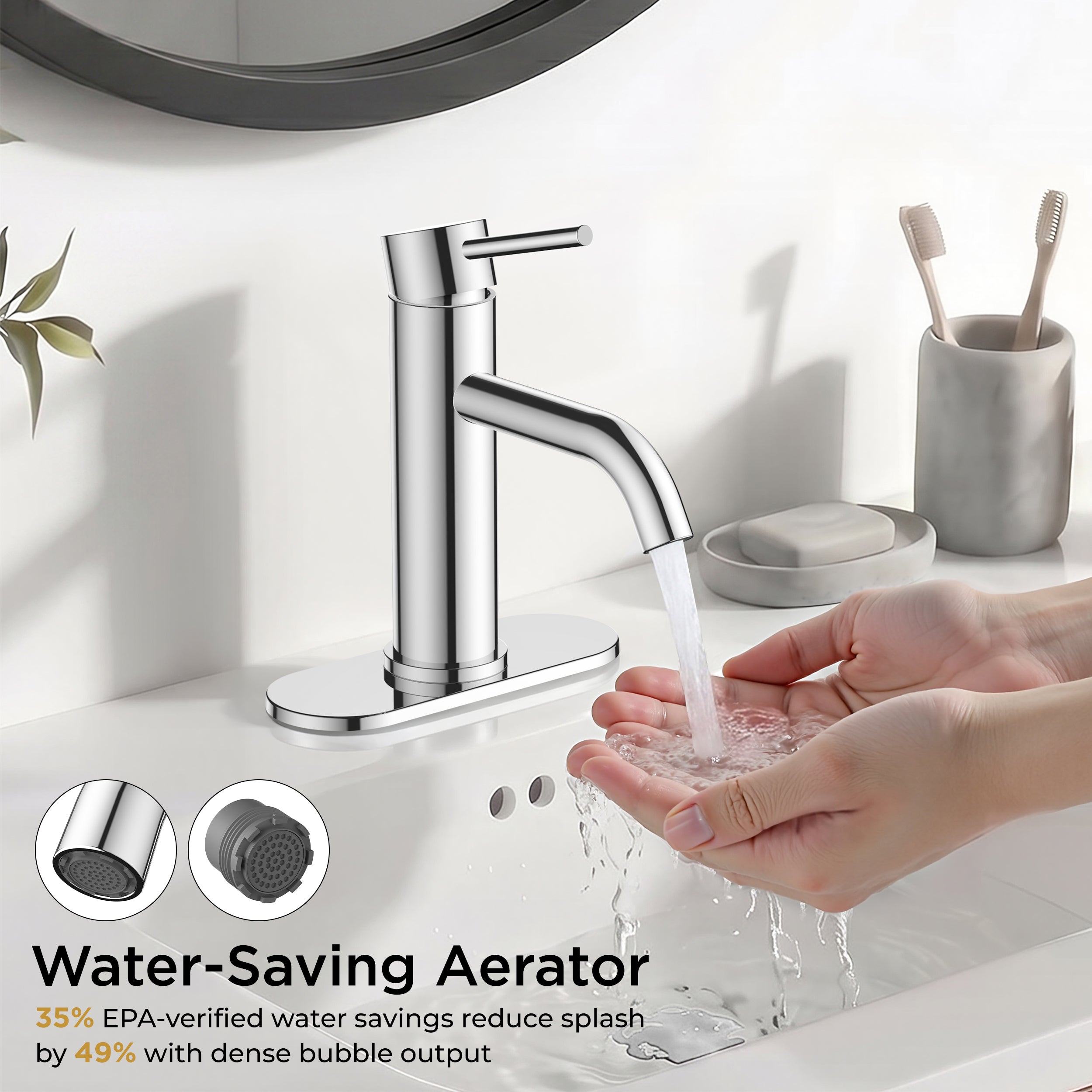 FORIOUS Bathroom Faucet 1 Hole, Chrome Single Handle Sink Faucets 2 Pack | for 1 or 3 Hole 4 Inch Centerset Sink, with Pop-up Drain, NSF61 Certified, for Vanity Rv Commercial Lavatory Restroom Basin