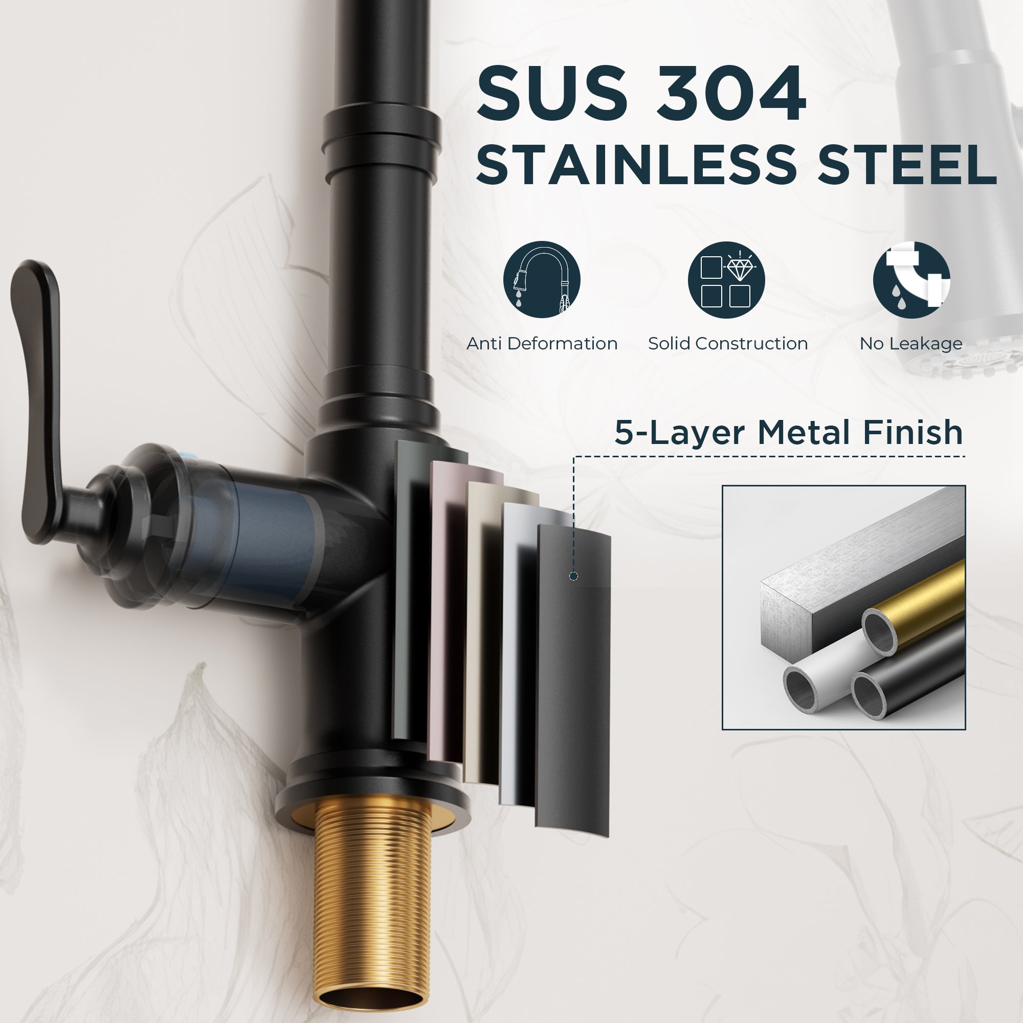 FORIOUS Antique Black Kitchen Faucets with Pull Down Sprayer, 3 in 1 Stainless Steel High Arc Single Handle Sink Faucet for Farmhouse Camper Rv Bar, Fit for 1 or 3 Hole