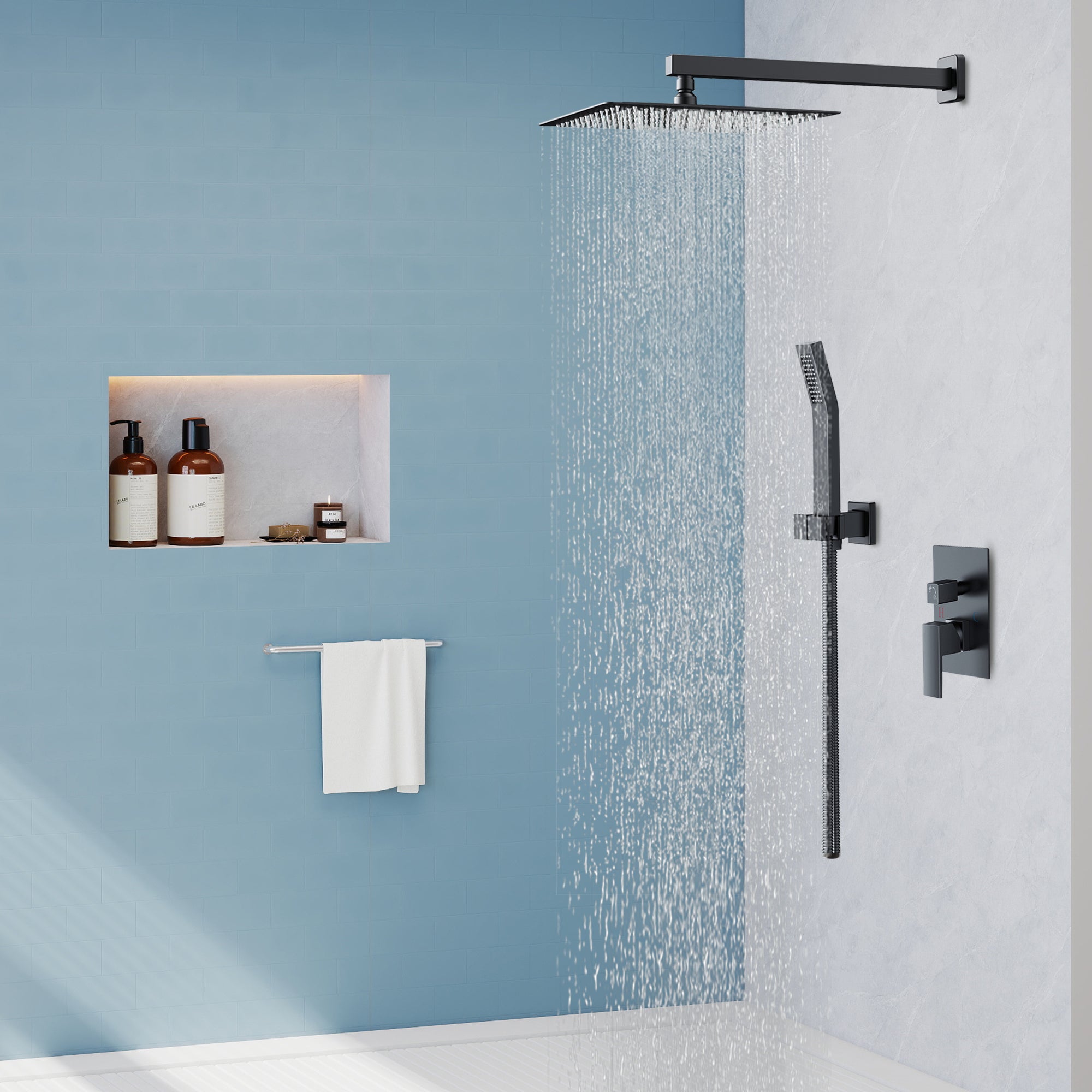 Forious Max  Stainless steel 8inch Bathroom Wall Mounted Rainfall Shower Head System with Faucet