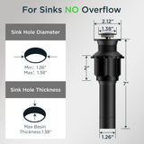 FORIOUS Bathroom Sink Drain Without Overflow, Brushed Nickel ，Black Pop Up Drain