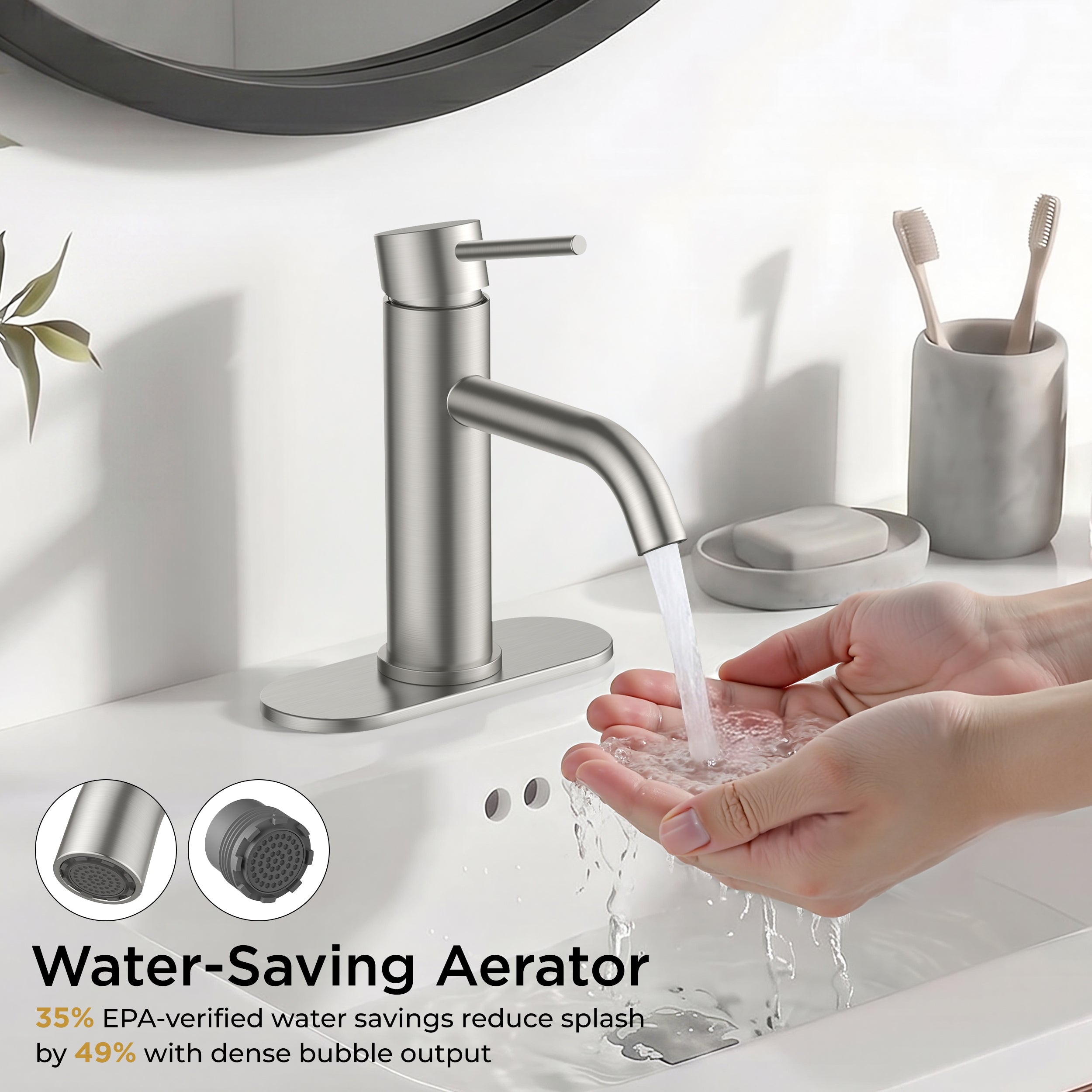 FORIOUS Bathroom Faucet 1 Hole, Brushed Nickel Single Handle Sink Faucets 2 Pack | for 1 or 3 Hole 4 Inch Centerset Sink, with Pop-up Drain, NSF61 Certified, for Vanity Rv Commercial Lavatory Restroom Basin
