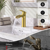 FORIOUS Single Handle Bathroom Faucet 1 Hole Vanity Sink Faucet Matte Black For 1 or 3 hole(4-inch centerset) Sink Setup, Modern Waterfall Spout, with Drain and Supply Lines for RV Vantiy Restroom