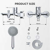 Dearocean Shower faucets with handheld shower heads, single-handle bathtub faucets with diverter valves, wall-mounted bathtub mixer faucets, stainless steel shower faucets, modern-style round chrome-plated faucet sets&nbsp;