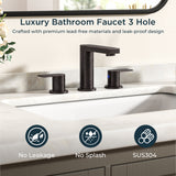 FORIOUS 8 Inch Bathroom Faucet 3 Hole, 2 Handles for Vanity ORB| 2 Handles Bathroom Sink Faucet with Pop-up Drain and 24" cUPC Lines, Fits 6-12 Inch 3 Hole Install, for RV Laundry Sink