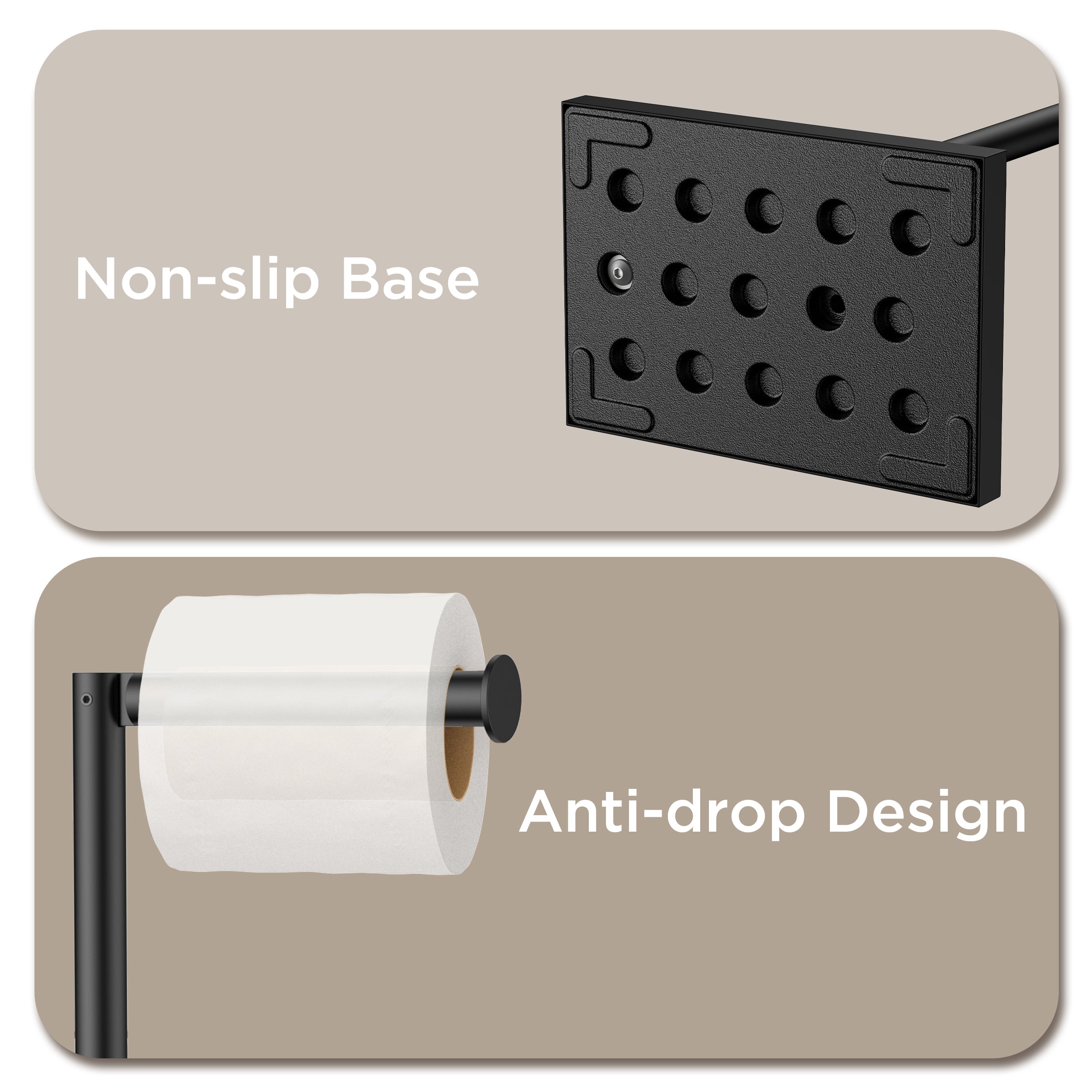 FORIOUS Toilet Paper Holder Stand with Weighted Base, Bruhed Nickel