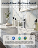 FORIOUS Bathroom Faucet 1 Hole, Single Handle Vanity Faucet Polished Chrome Bathroom Sink Faucet with Deck Plate, Fits 1 Hole and 4-Inch 3 Hole Install, for RV Vanity Lavatory Restroom Camper