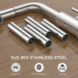 FORIOUS Modern Bar Sink Faucet Brushed Nickel, Stainless Steel Single Handle Small Kitchen Sink Faucet with Pull Out Sprayer, 360° Swivel Spout L-Shaped Design Suitable for Camper Outdoor Bathroom RV