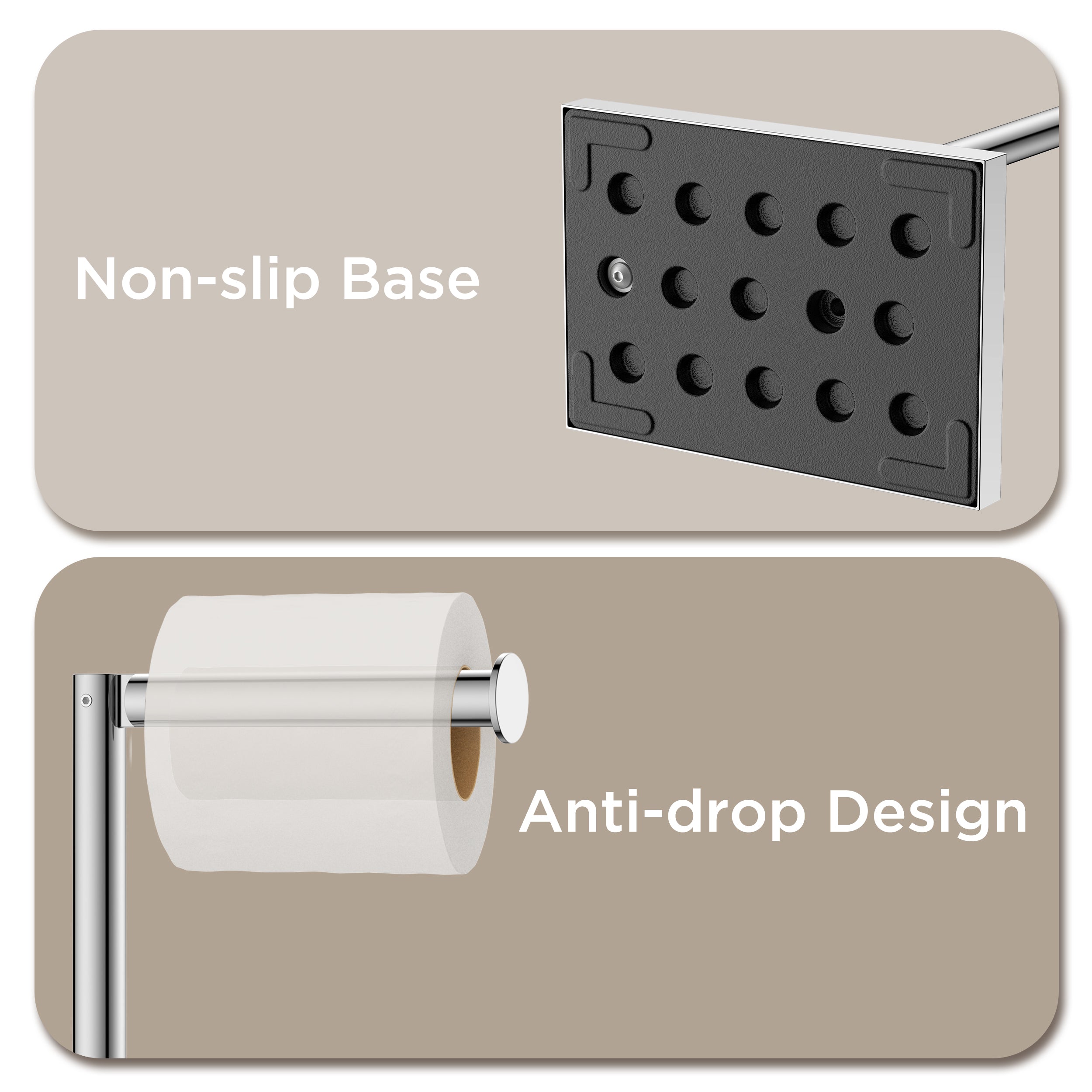 FORIOUS Toilet Paper Holder Stand with Weighted Base, Bruhed Nickel