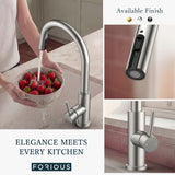 FORIOUS Kitchen Faucets with Pull Down Sprayer, Brushed Nickel Single Handle Stainless Steel High Arc Kitchen Sink Faucet with Deck Plate, 1 or 3 Hole Sink Faucet for Bar RV Outdoor Laundry