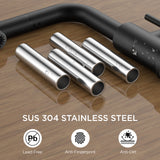 FORIOUS Modern Black Bar Sink Faucet, Stainless Steel Single Handle Small Pre Kitchen Sink Faucet with Pull Out Sprayer, 360° Swivel Spout L-Shaped Design Suitable for Camper Outdoor Bathroom RV