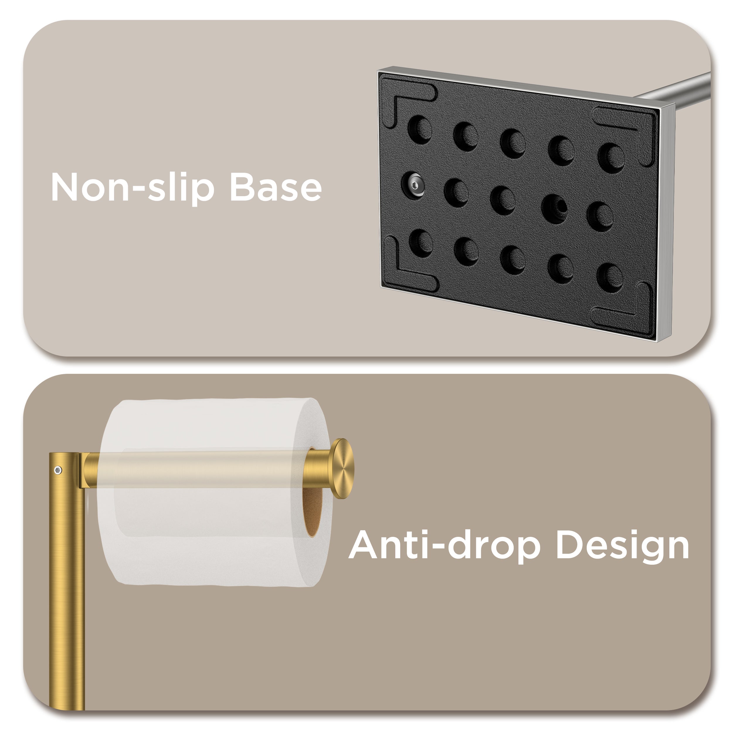 FORIOUS Toilet Paper Holder Stand with Weighted Base, Bruhed Nickel