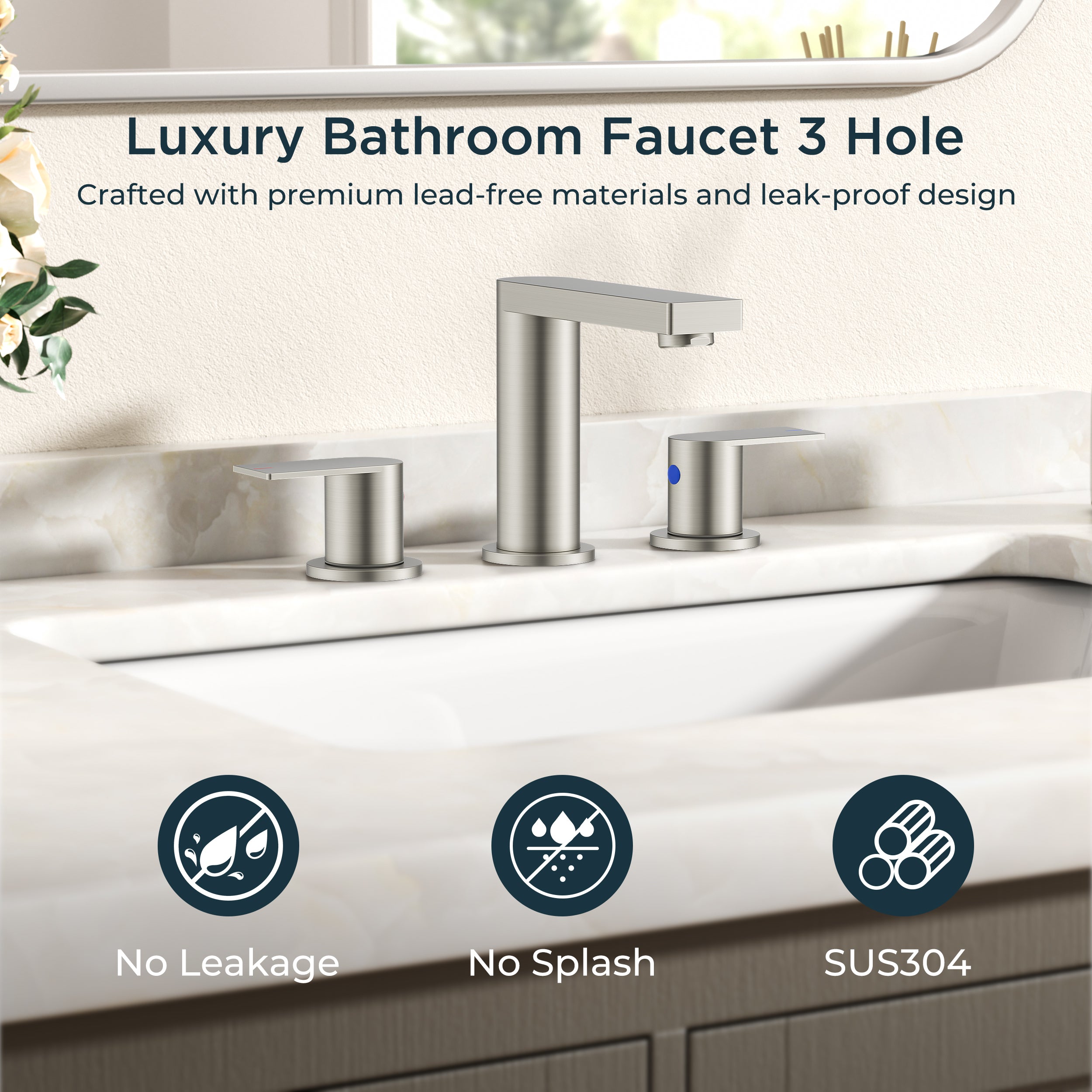 FORIOUS 8 Inch Bathroom Faucet 3 Hole, 2 Handles for Vanity ORB| 2 Handles Bathroom Sink Faucet with Pop-up Drain and 24" cUPC Lines, Fits 6-12 Inch 3 Hole Install, for RV Laundry Sink