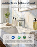 FORIOUS Bathroom Faucet 1 Hole, Single Handle Vanity Faucet Polished Chrome Bathroom Sink Faucet with Deck Plate, Fits 1 Hole and 4-Inch 3 Hole Install, for RV Vanity Lavatory Restroom Camper