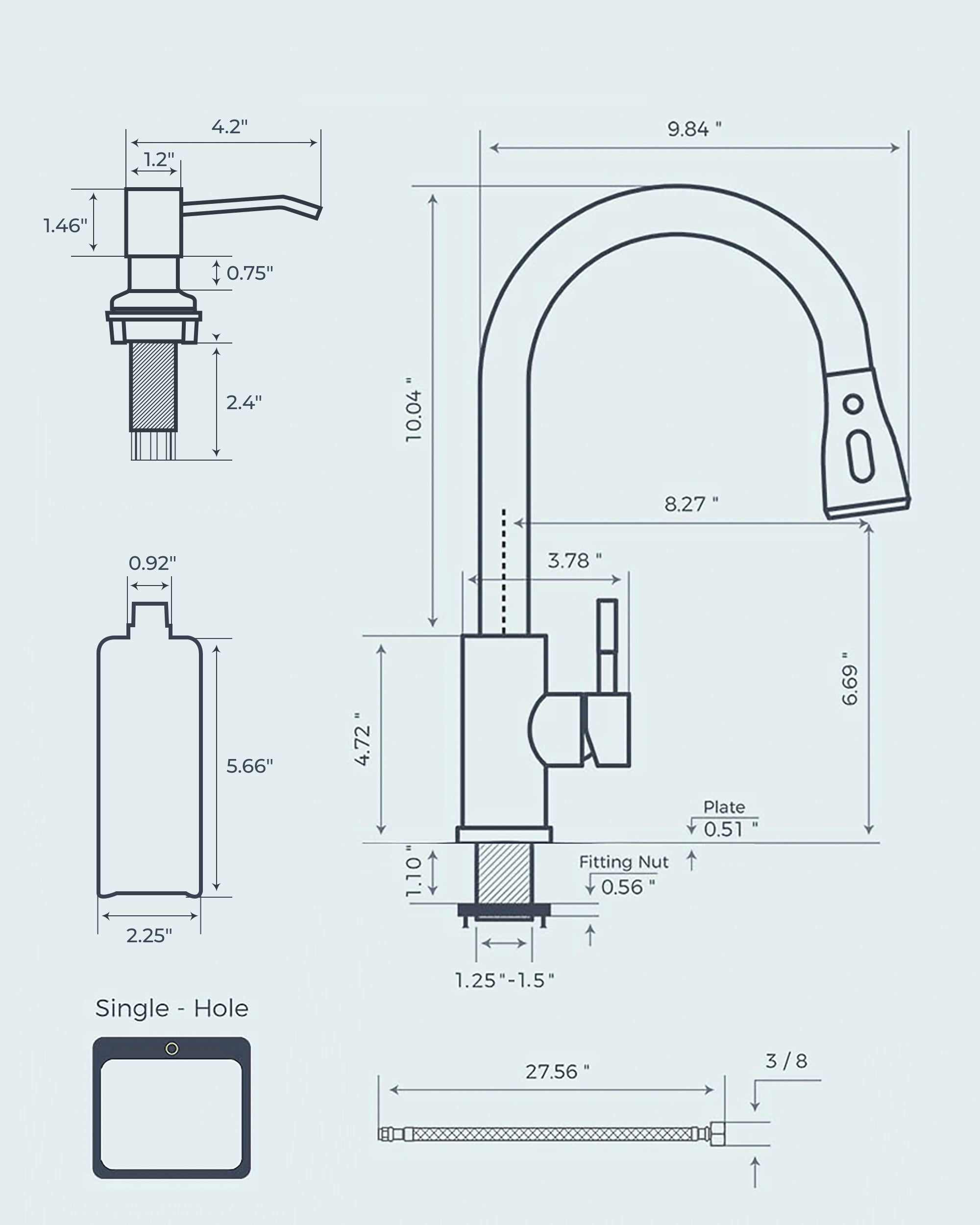 FORIOUS Kitchen Faucets with Soap Dispenser and Pull Down Sprayer, Brushed Nickel, Bar High Arc Single Handle Classic 3 Modes Stainless Steel Faucet for Kitchen Sink Farmhouse RV Laundry Camper