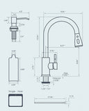 FORIOUS Kitchen Faucets with Soap Dispenser and Pull Down Sprayer, Brushed Nickel, Bar High Arc Single Handle Classic 3 Modes Stainless Steel Faucet for Kitchen Sink Farmhouse RV Laundry Camper