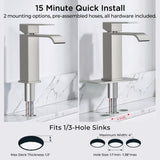 FORIOUS Single Handle Bathroom Faucet 1 Hole Vanity Faucets Matte Black