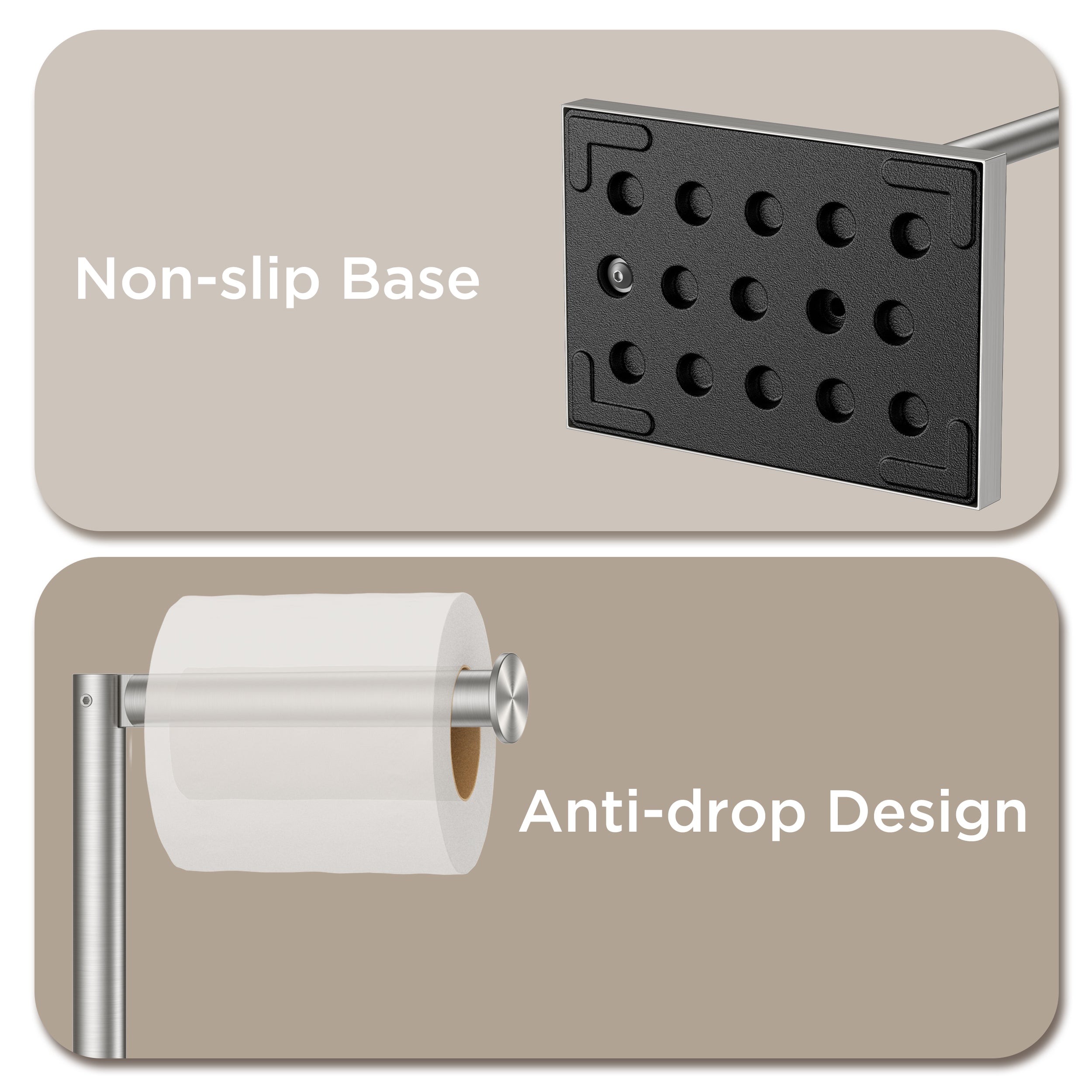 FORIOUS Toilet Paper Holder Stand with Weighted Base, Bruhed Nickel