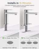 FORIOUS Bathroom Faucet 1 Hole, Single Handle Vanity Faucet Matte Black