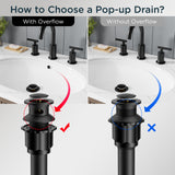 FORIOUS Bathroom Sink Drain Without Overflow, Brushed Nickel ，Black Pop Up Drain