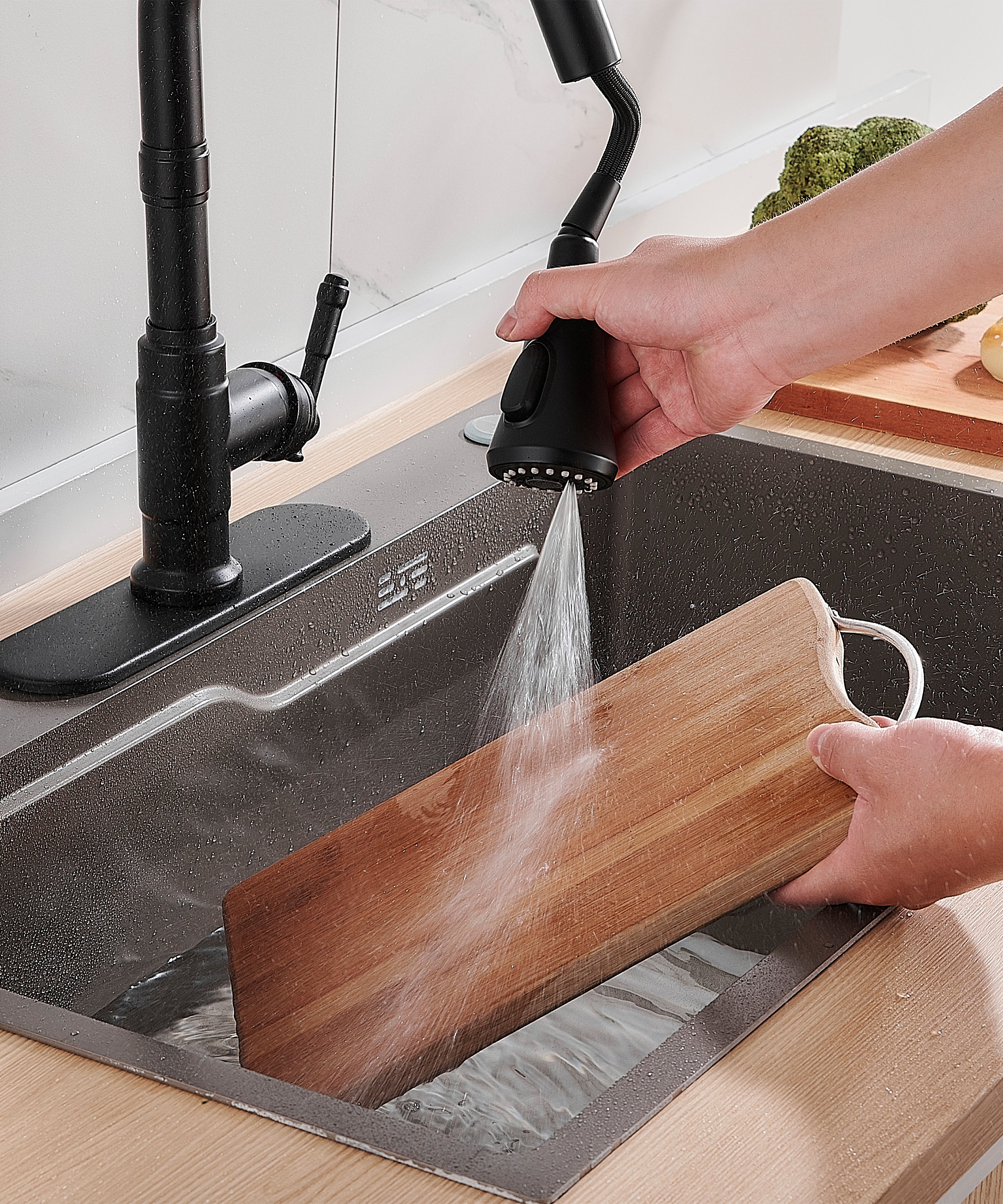 FORIOUS Antique Black Kitchen Faucets with Pull Down Sprayer, 3 in 1 Stainless Steel High Arc Single Handle Sink Faucet for Farmhouse Camper Rv Bar, Fit for 1 or 3 Hole