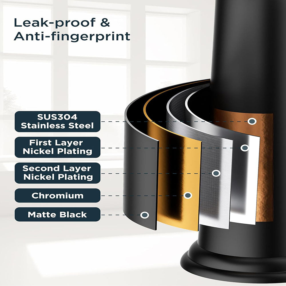 FORIOUS Black Bathroom Faucet 3 Hole, Widespread Bathroom Sink Faucet 8 Inch with Pop Up Drain and CUPC Supply Hose, 2 Handle for Vanity Rv Commercial Lavatory Restroom