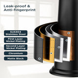 FORIOUS Black Bathroom Faucet 3 Hole, Widespread Bathroom Sink Faucet 8 Inch with Pop Up Drain and CUPC Supply Hose, 2 Handle for Vanity Rv Commercial Lavatory Restroom