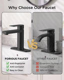 FORIOUS Bathroom Faucet 1 Hole, Single Handle Vanity Faucet Matte Black