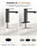 FORIOUS Bathroom Faucet 1 Hole, Single Handle Vanity Faucet Polished Chrome Bathroom Sink Faucet with Deck Plate, Fits 1 Hole and 4-Inch 3 Hole Install, for RV Vanity Lavatory Restroom Camper