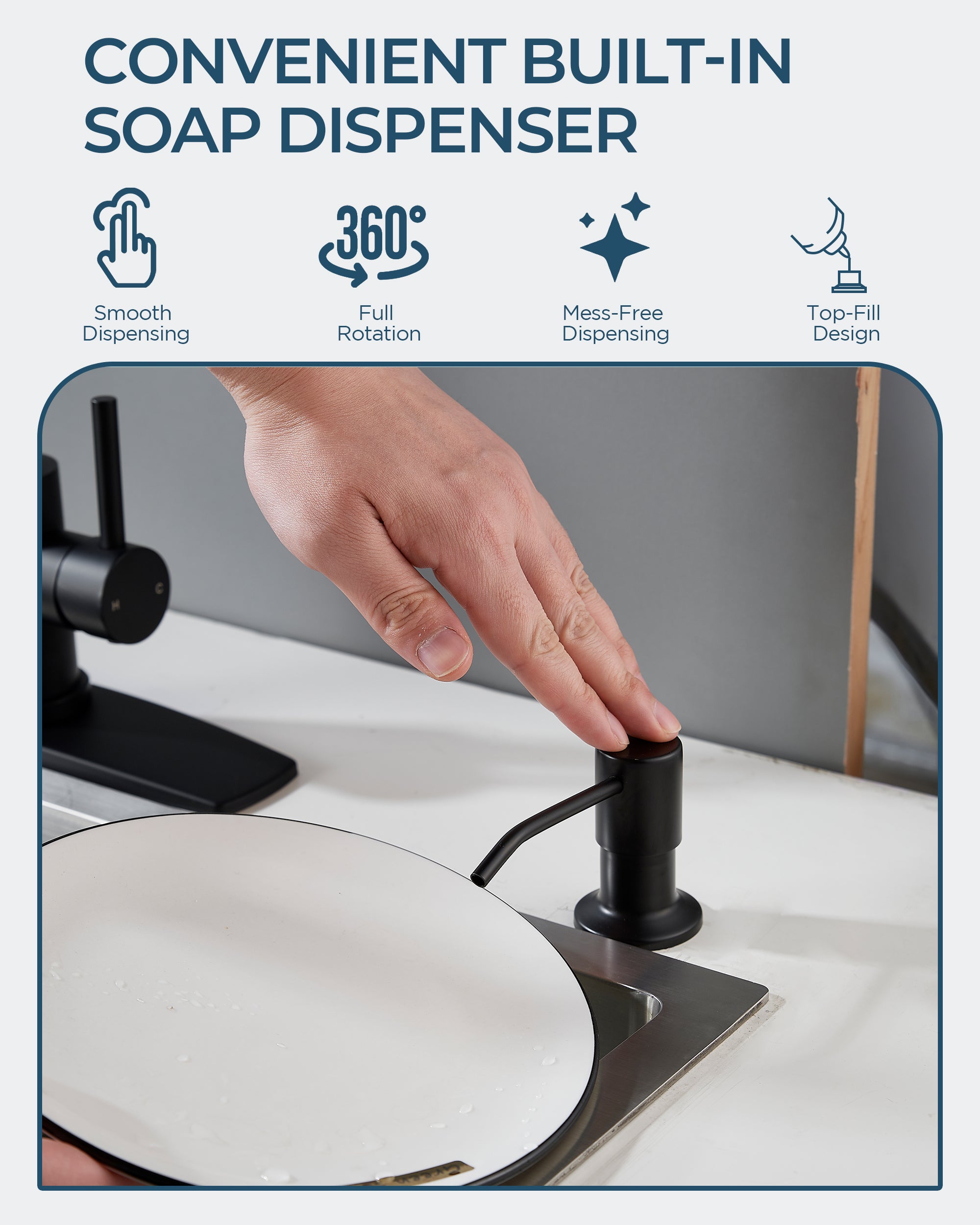FORIOUS Black Kitchen Faucet with Soap Dispenser, Stainless Steel Kitchen Sink Faucet with Pull Down Sprayer Single Handle Modern Spring Commercial for Laundry Utility Room RV Camp Bar Farmhouse