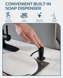 FORIOUS Black Kitchen Faucet with Soap Dispenser, Stainless Steel Kitchen Sink Faucet with Pull Down Sprayer Single Handle Modern Spring Commercial for Laundry Utility Room RV Camp Bar Farmhouse