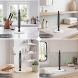 FORIOUS Paper Towel Holder Countertop, One-Handed Tear,Weighted Marble Base 304 Stainless Steel Paper Towel Stand, Ratchet Mechanism for Easy Tearing, Fits Standard & Jumbo Rolls for Kitchen, Silver