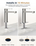 FORIOUS Bathroom Faucet 1 Hole, Single Handle Vanity Faucet Polished Chrome Bathroom Sink Faucet with Deck Plate, Fits 1 Hole and 4-Inch 3 Hole Install, for RV Vanity Lavatory Restroom Camper