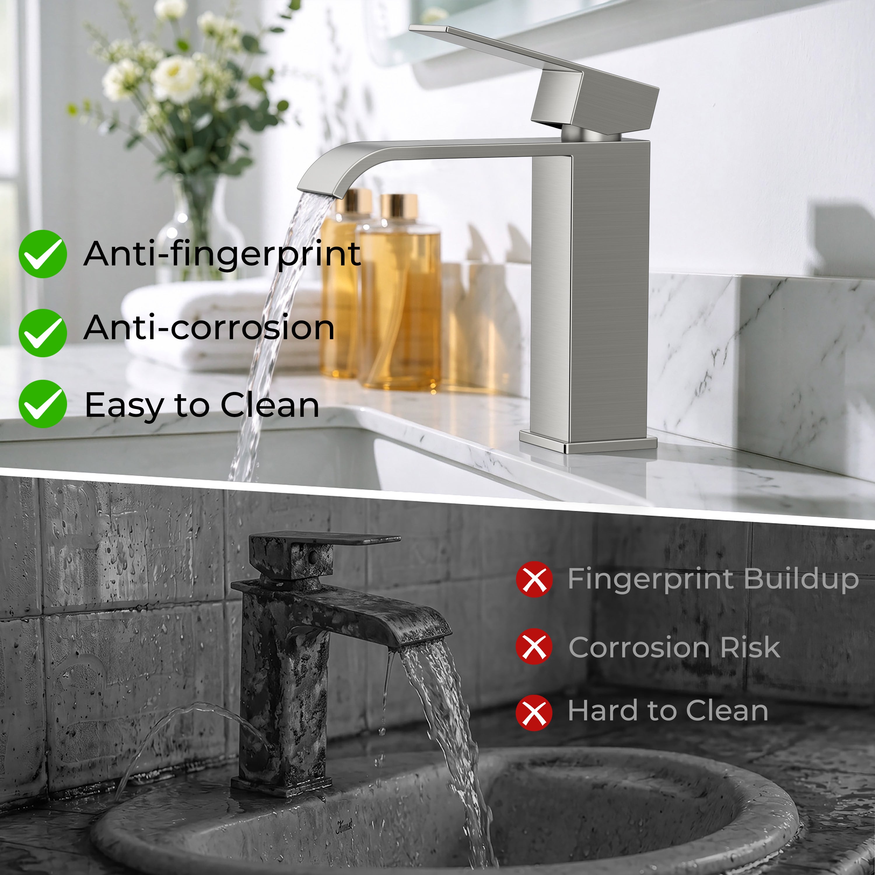 FORIOUS Single Handle Bathroom Faucet 1 Hole Vanity Faucets Matte Black