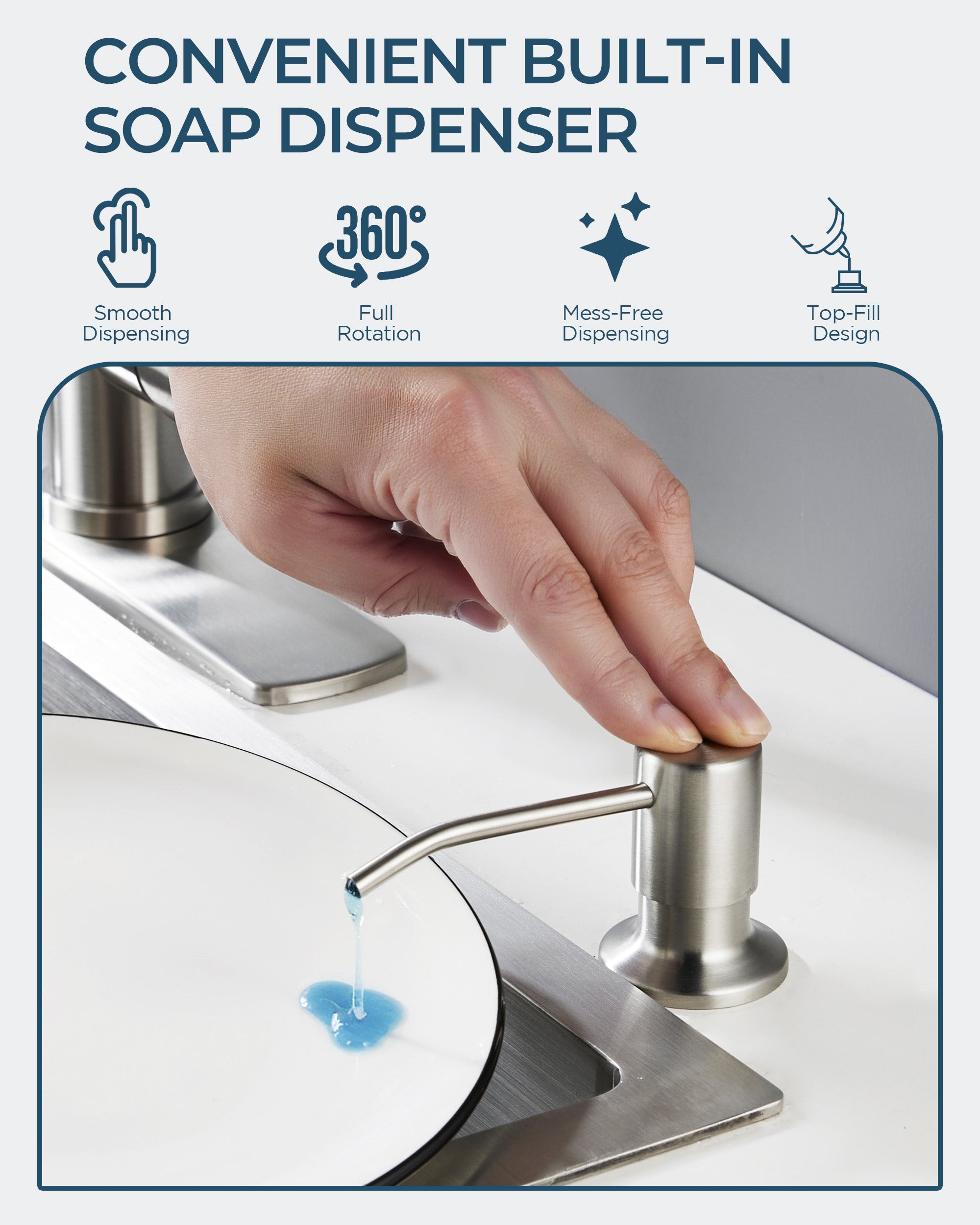 FORIOUS Kitchen Faucet with Soap Dispenser, Stainless Steel Kitchen Sink Faucet with Pull Down Sprayer Burhsed Nickel Single Handle Modern Spring Commercial for Laundry Room RV Camp Bar Farmhouse