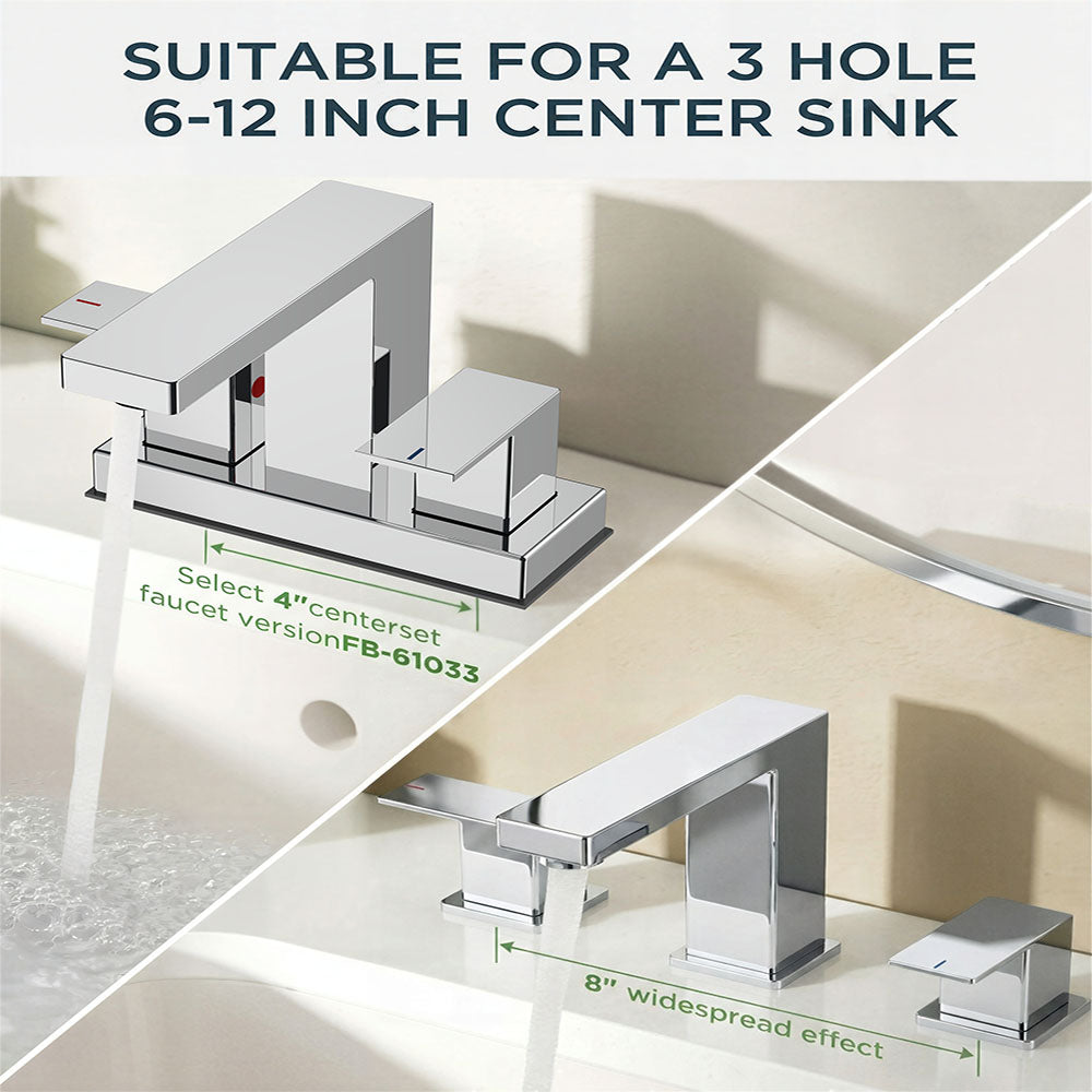 FORIOUS Chrome Bathroom Faucets Centerset, 2 Handle 4 Inch Centerset Bathroom Sink Faucet Chrome with Metal Pop Up Drain, 24" CUPC Hose and 1.2 PGM Spare Water Saving Aerator FB-61033CH
