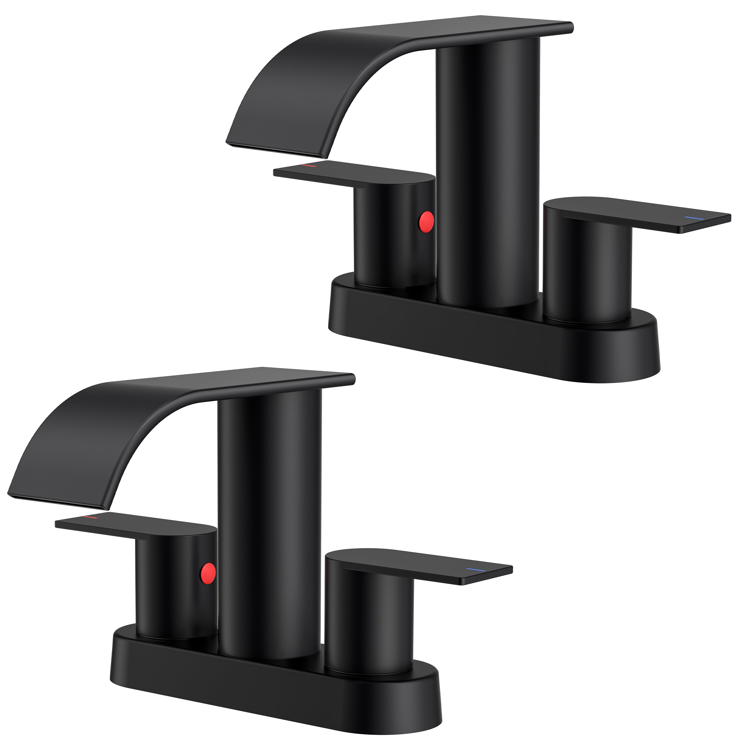 FORIOUS  Waterfall Bathroom Faucets for Sink 2 Hole or 3 Hole, 4 Inch Centerset Bathroom Sink Faucet with Metal Pop up Drain and cUPC Hose for Basin,Vanity, Rv, Two Handles, 15-Min Install