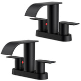 FORIOUS  Waterfall Bathroom Faucets for Sink 2 Hole or 3 Hole, 4 Inch Centerset Bathroom Sink Faucet with Metal Pop up Drain and cUPC Hose for Basin,Vanity, Rv, Two Handles, 15-Min Install