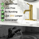 FORIOUS Bathroom Faucet 1 Hole, Brushed Gold Single Handle Sink Faucets 2 Pack | for 1 or 3 Hole 4 Inch Centerset Sink, with Pop-up Drain, NSF61 Certified, for Vanity Rv Commercial Lavatory Restroom Basin