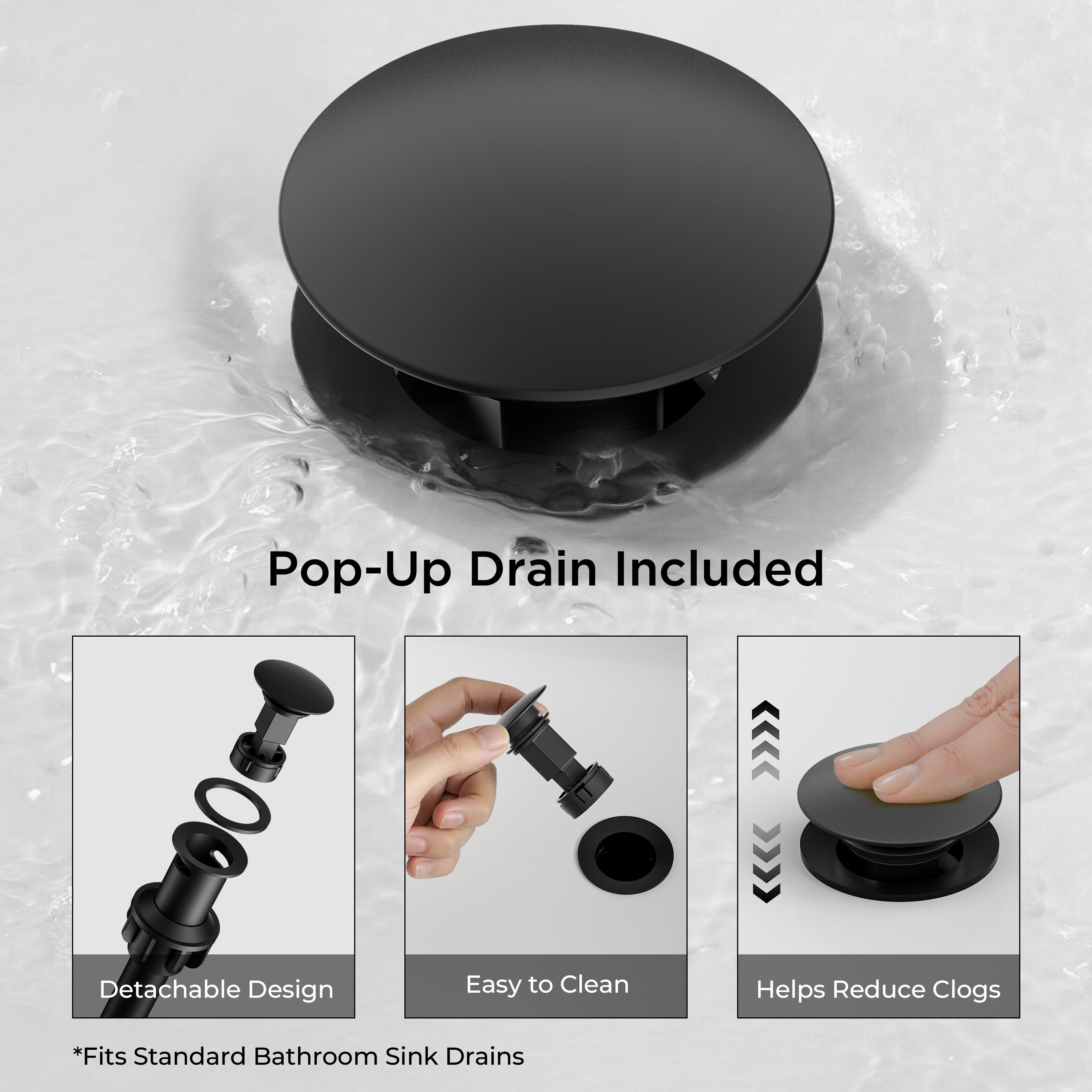 FORIOUS Single Handle Bathroom Faucet 1 Hole Vanity Faucets Matte Black