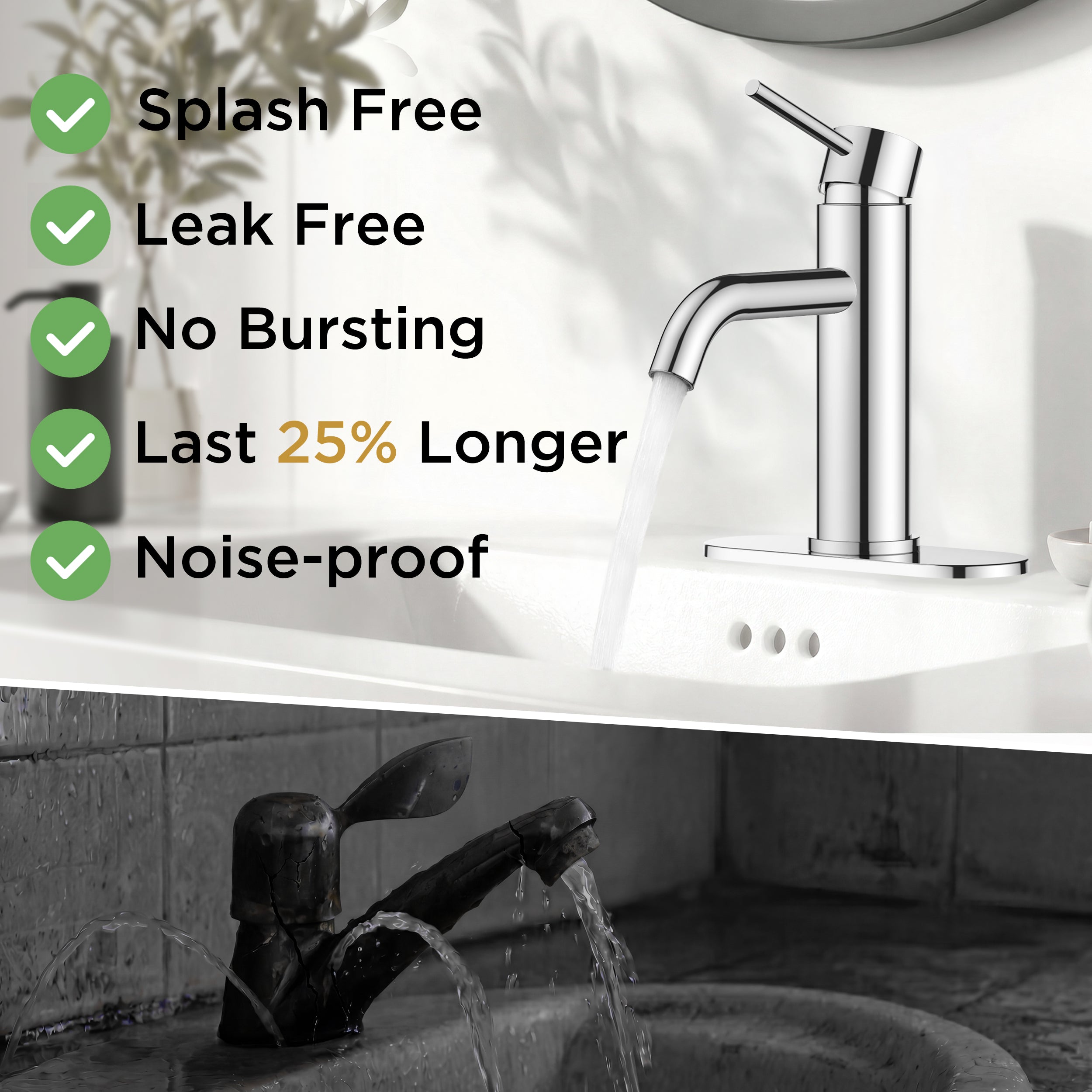 FORIOUS Bathroom Faucet 1 Hole, Chrome Single Handle Sink Faucets 2 Pack | for 1 or 3 Hole 4 Inch Centerset Sink, with Pop-up Drain, NSF61 Certified, for Vanity Rv Commercial Lavatory Restroom Basin