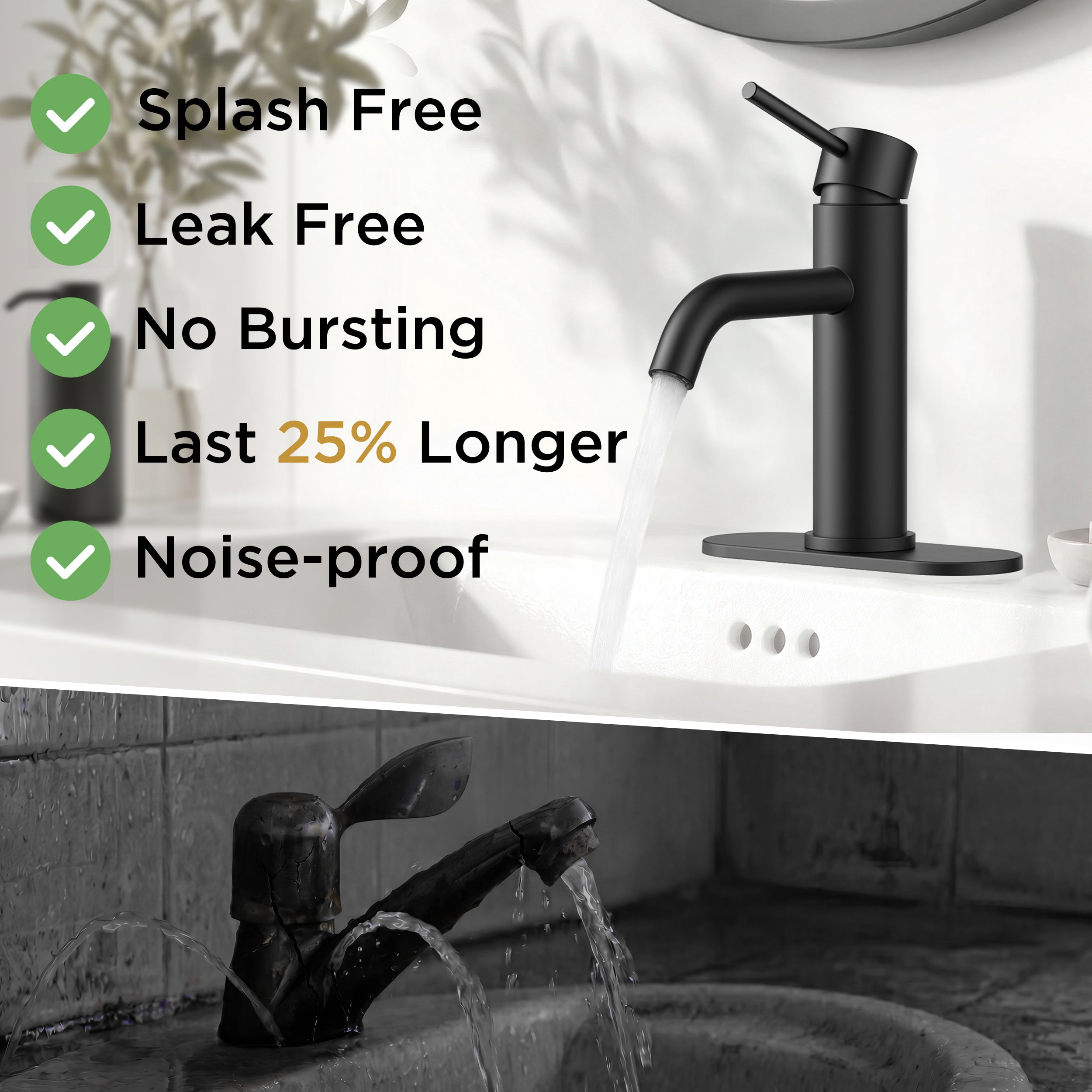 FORIOUS Bathroom Faucet 1 Hole, Black Single Handle Sink Faucets 2 Pack | for 1 or 3 Hole 4 Inch Centerset Sink, with Pop-up Drain, NSF61 Certified, for Vanity Rv Commercial Lavatory Restroom Basin