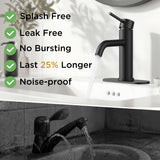 FORIOUS Bathroom Faucet 1 Hole, Black Single Handle Sink Faucets 2 Pack | for 1 or 3 Hole 4 Inch Centerset Sink, with Pop-up Drain, NSF61 Certified, for Vanity Rv Commercial Lavatory Restroom Basin