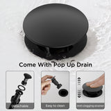 FORIOUS Single Handle Bathroom Faucet 1 Hole Vanity Sink Faucet Matte Black For 1 or 3 hole(4-inch centerset) Sink Setup, Modern Waterfall Spout, with Drain and Supply Lines for RV Vantiy Restroom
